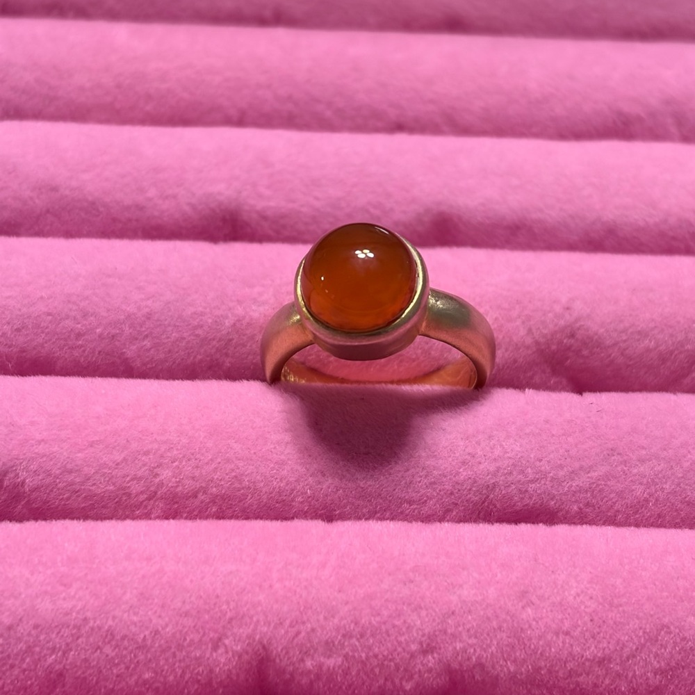 Vintage carnelian cabochon vermeil ring size 7